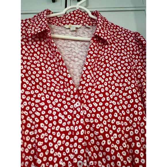 Boden Button Jersey Mini Tea Dress size 18R In Jalapeno Red, Peony Stamp - Picture 3 of 9